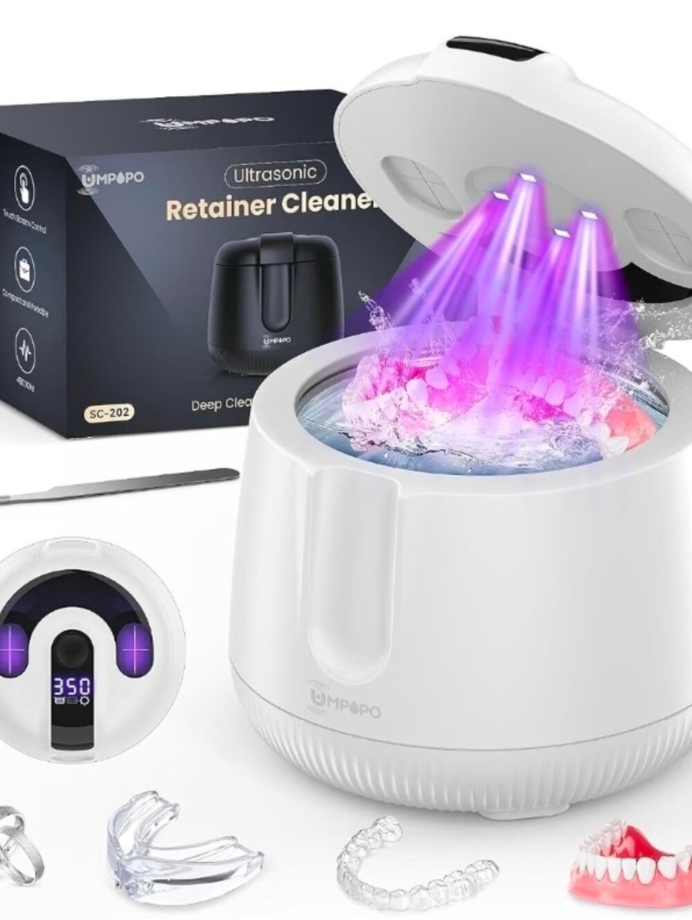 Ultrasonic Retainer Cleaner Machine 48kHz, Dental Ultrasonic Care.